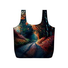 Forest Autumn Fall Painting Full Print Recycle Bag (s) by 99art