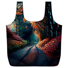 Forest Autumn Fall Painting Full Print Recycle Bag (xl) by 99art