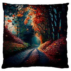 Forest Autumn Fall Painting Standard Premium Plush Fleece Cushion Case (one Side) by 99art