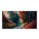 Forest Autumn Fall Painting Satin Wrap 35  x 70  Front