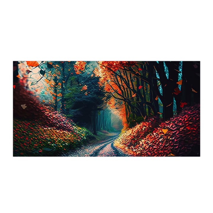 Forest Autumn Fall Painting Satin Wrap 35  x 70 