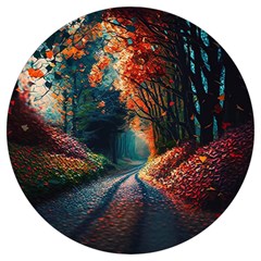 Forest Autumn Fall Painting Round Trivet by 99art