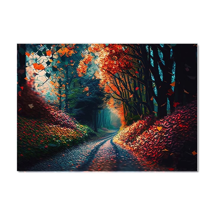 Forest Autumn Fall Painting Crystal Sticker (A4)