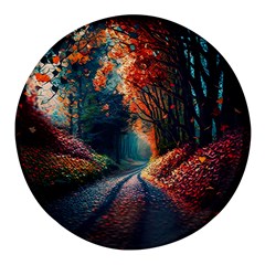 Forest Autumn Fall Painting Round Glass Fridge Magnet (4 Pack)