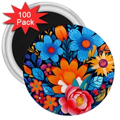 Flowers Bloom Spring Colorful Artwork Decoration 3  Magnets (100 Pack) by 99art