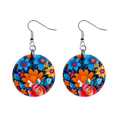 Flowers Bloom Spring Colorful Artwork Decoration Mini Button Earrings by 99art