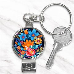 Flowers Bloom Spring Colorful Artwork Decoration Nail Clippers Key Chain by 99art