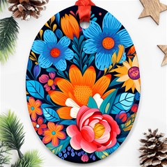 Flowers Bloom Spring Colorful Artwork Decoration Oval Ornament (two Sides) by 99art