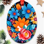 Flowers Bloom Spring Colorful Artwork Decoration Oval Ornament (Two Sides) Front