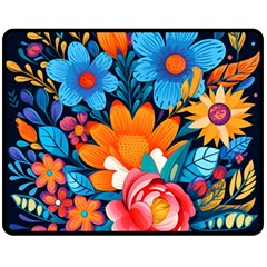 Flowers Bloom Spring Colorful Artwork Decoration Fleece Blanket (medium)