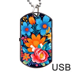 Flowers Bloom Spring Colorful Artwork Decoration Dog Tag Usb Flash (two Sides) by 99art