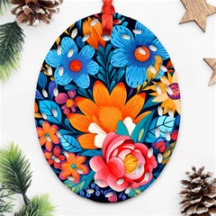 Flowers Bloom Spring Colorful Artwork Decoration Ornament (oval Filigree) by 99art