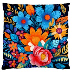 Flowers Bloom Spring Colorful Artwork Decoration Large Cushion Case (one Side) by 99art