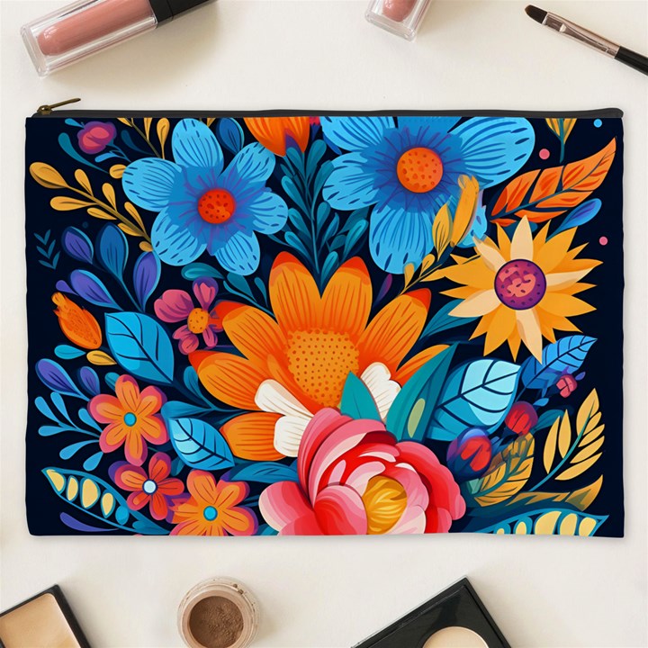 Flowers Bloom Spring Colorful Artwork Decoration Cosmetic Bag (XXXL)