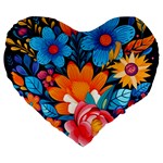 Flowers Bloom Spring Colorful Artwork Decoration Large 19  Premium Heart Shape Cushions Front