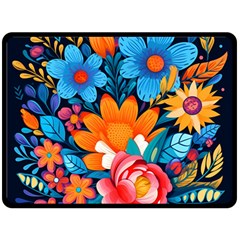 Flowers Bloom Spring Colorful Artwork Decoration Two Sides Fleece Blanket (large) by 99art