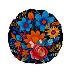 Flowers Bloom Spring Colorful Artwork Decoration Standard 15  Premium Flano Round Cushions by 99art