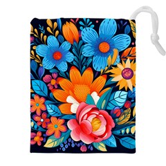 Flowers Bloom Spring Colorful Artwork Decoration Drawstring Pouch (4xl) by 99art