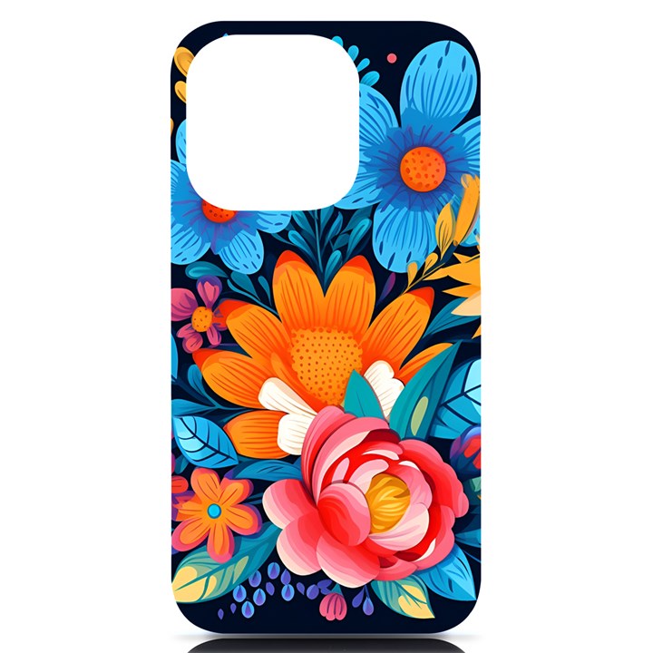 Flowers Bloom Spring Colorful Artwork Decoration iPhone 14 Pro Black UV Print Case