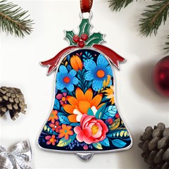 Flowers Bloom Spring Colorful Artwork Decoration Metal Holly Leaf Bell Ornament by 99art