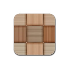 Wooden Wickerwork Texture Square Pattern Rubber Coaster (square) by 99art