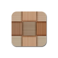 Wooden Wickerwork Texture Square Pattern Rubber Square Coaster (4 Pack) by 99art