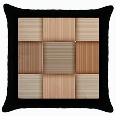 Wooden Wickerwork Texture Square Pattern Throw Pillow Case (black) by 99art