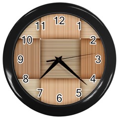 Wooden Wickerwork Texture Square Pattern Wall Clock (black) by 99art