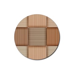 Wooden Wickerwork Texture Square Pattern Rubber Coaster (round) by 99art