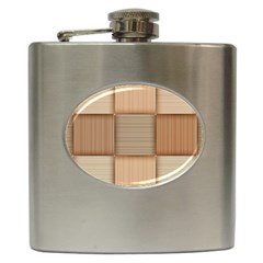 Wooden Wickerwork Texture Square Pattern Hip Flask (6 Oz) by 99art