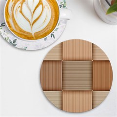 Wooden Wickerwork Texture Square Pattern Uv Print Round Tile Coaster by 99art