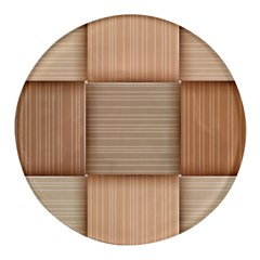 Wooden Wickerwork Texture Square Pattern Round Glass Fridge Magnet (4 Pack)