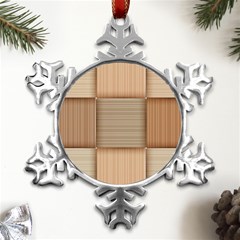 Wooden Wickerwork Texture Square Pattern Metal Small Snowflake Ornament