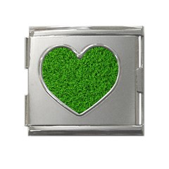 Green Grass Texture Summer Mega Link Heart Italian Charm (18mm) by 99art