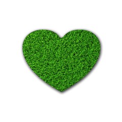 Green Grass Texture Summer Rubber Heart Coaster (4 Pack) by 99art