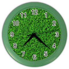 Green Grass Texture Summer Color Wall Clock by 99art