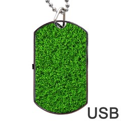 Green Grass Texture Summer Dog Tag Usb Flash (two Sides) by 99art