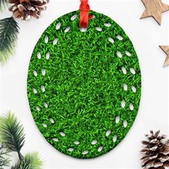 Green Grass Texture Summer Ornament (oval Filigree) by 99art