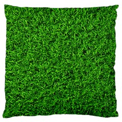 Green Grass Texture Summer Large Premium Plush Fleece Cushion Case (one Side) by 99art