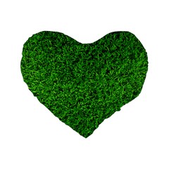 Green Grass Texture Summer Standard 16  Premium Flano Heart Shape Cushions by 99art