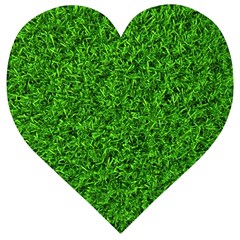 Green Grass Texture Summer Wooden Puzzle Heart by 99art