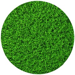 Green Grass Texture Summer Wooden Puzzle Round by 99art