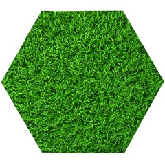 Green Grass Texture Summer Wooden Puzzle Hexagon by 99art