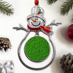 Green Grass Texture Summer Metal Snowman Ornament by 99art