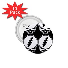 Black And White Deadhead Grateful Dead Steal Your Face Pattern 1 75  Buttons (10 Pack) by 99art