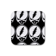 Black And White Deadhead Grateful Dead Steal Your Face Pattern Rubber Coaster (square) by 99art