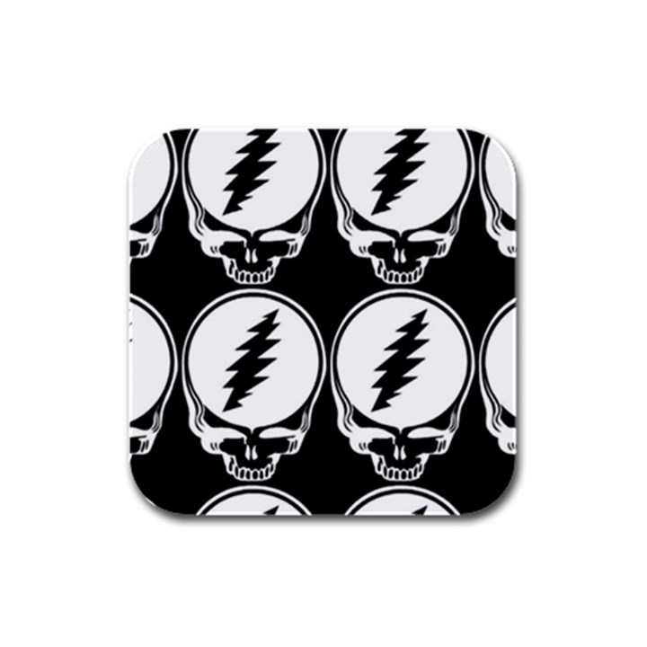 Black And White Deadhead Grateful Dead Steal Your Face Pattern Rubber Square Coaster (4 pack)