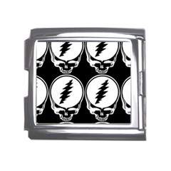 Black And White Deadhead Grateful Dead Steal Your Face Pattern Mega Link Italian Charm (18mm)