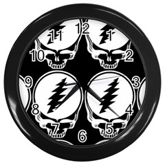 Black And White Deadhead Grateful Dead Steal Your Face Pattern Wall Clock (black) by 99art