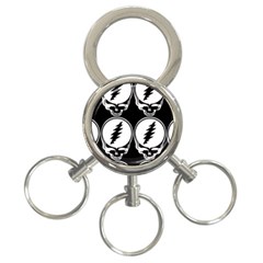 Black And White Deadhead Grateful Dead Steal Your Face Pattern 3-ring Key Chain by 99art